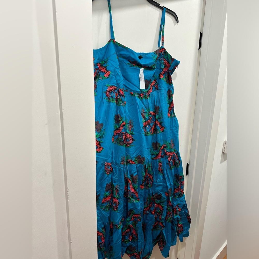 J. Crew Turquoise Floral Spaghetti-Strap Sundress
